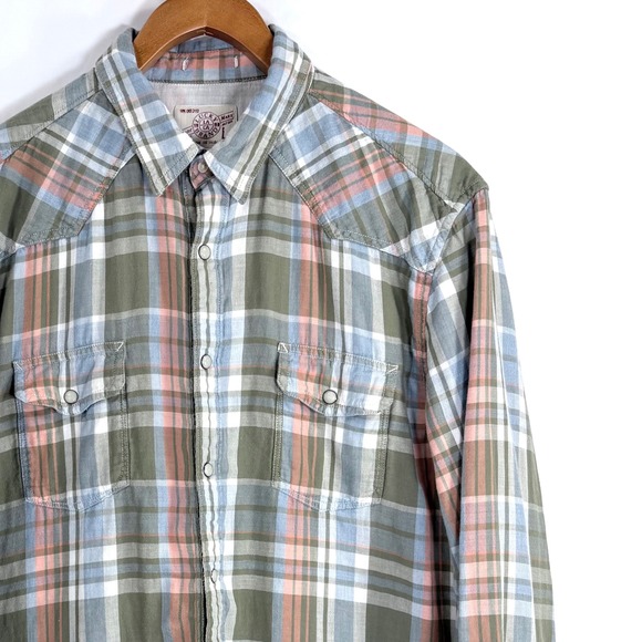 Lucky Brand Tops - Lucky Brand Plaid Pearl Snap Western Shirt Women's L Lined Cotton Blend Warm